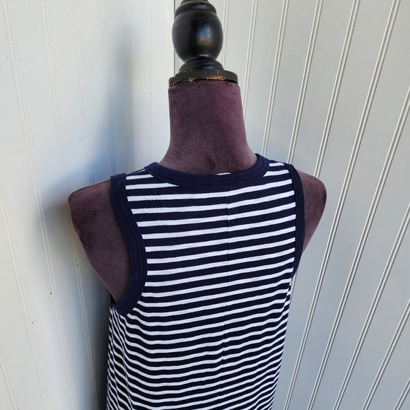 Gap Navy Blue White Stripe Knit Stretch Maxi Dress Shirt Long Dress Sleeveless S - Picture 8 of 14